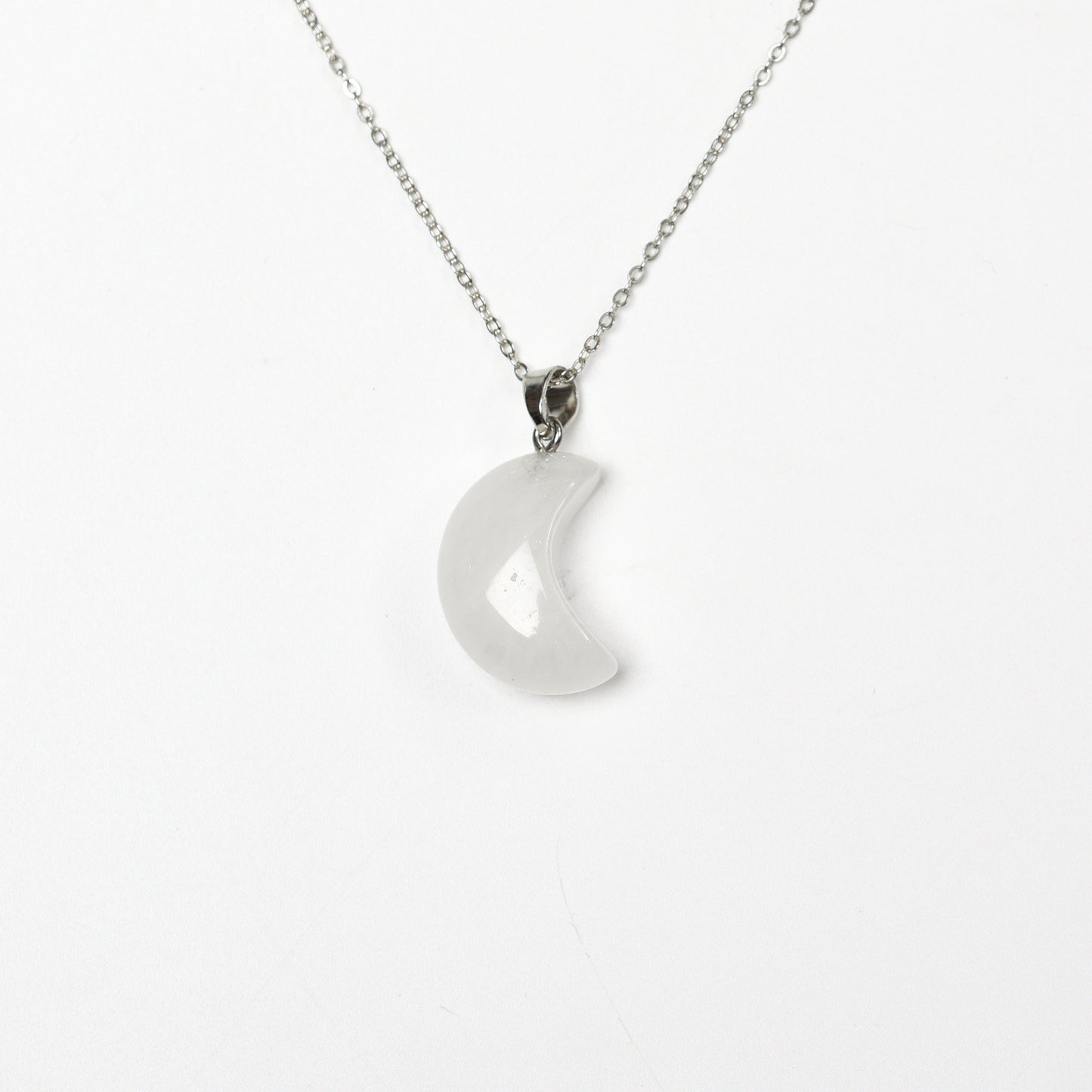 Natural Stone Crescent Moon Necklace for Women Girls