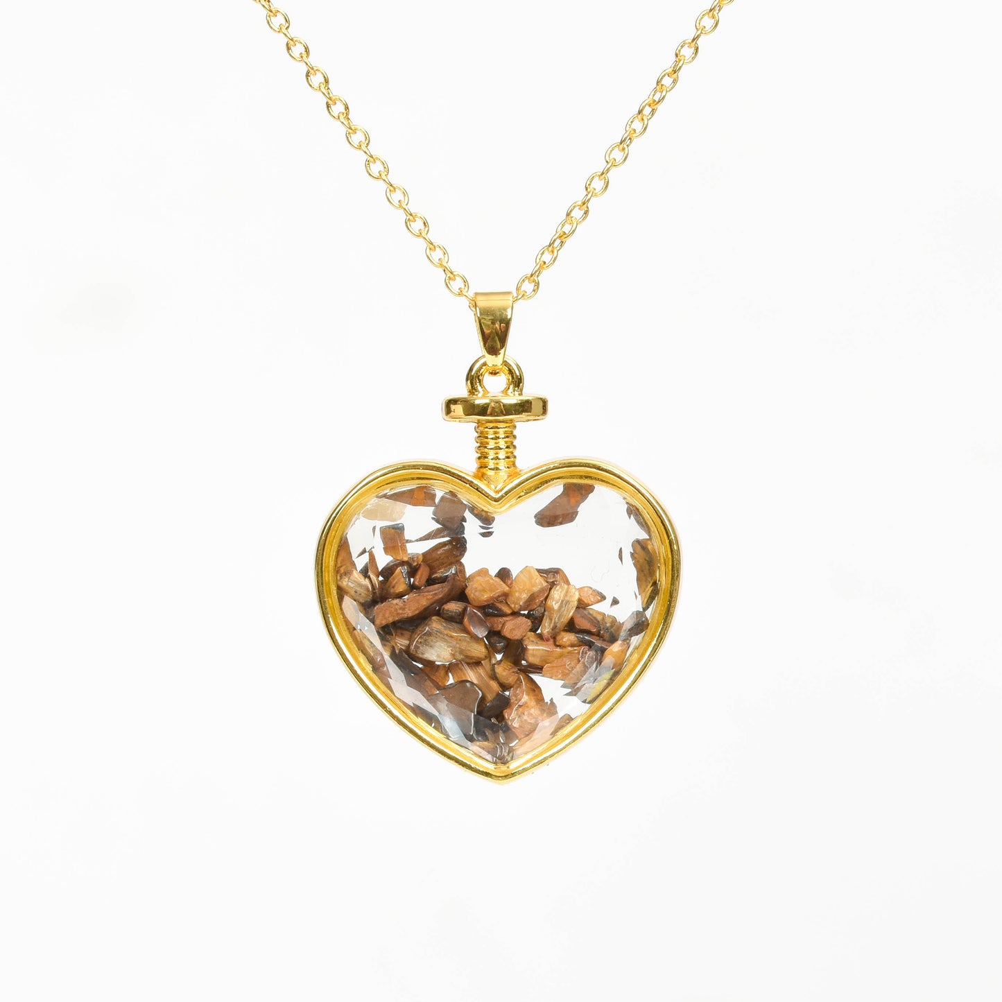 Glass heart necklace Drift Bottle Necklace Polished Gravel Crystal