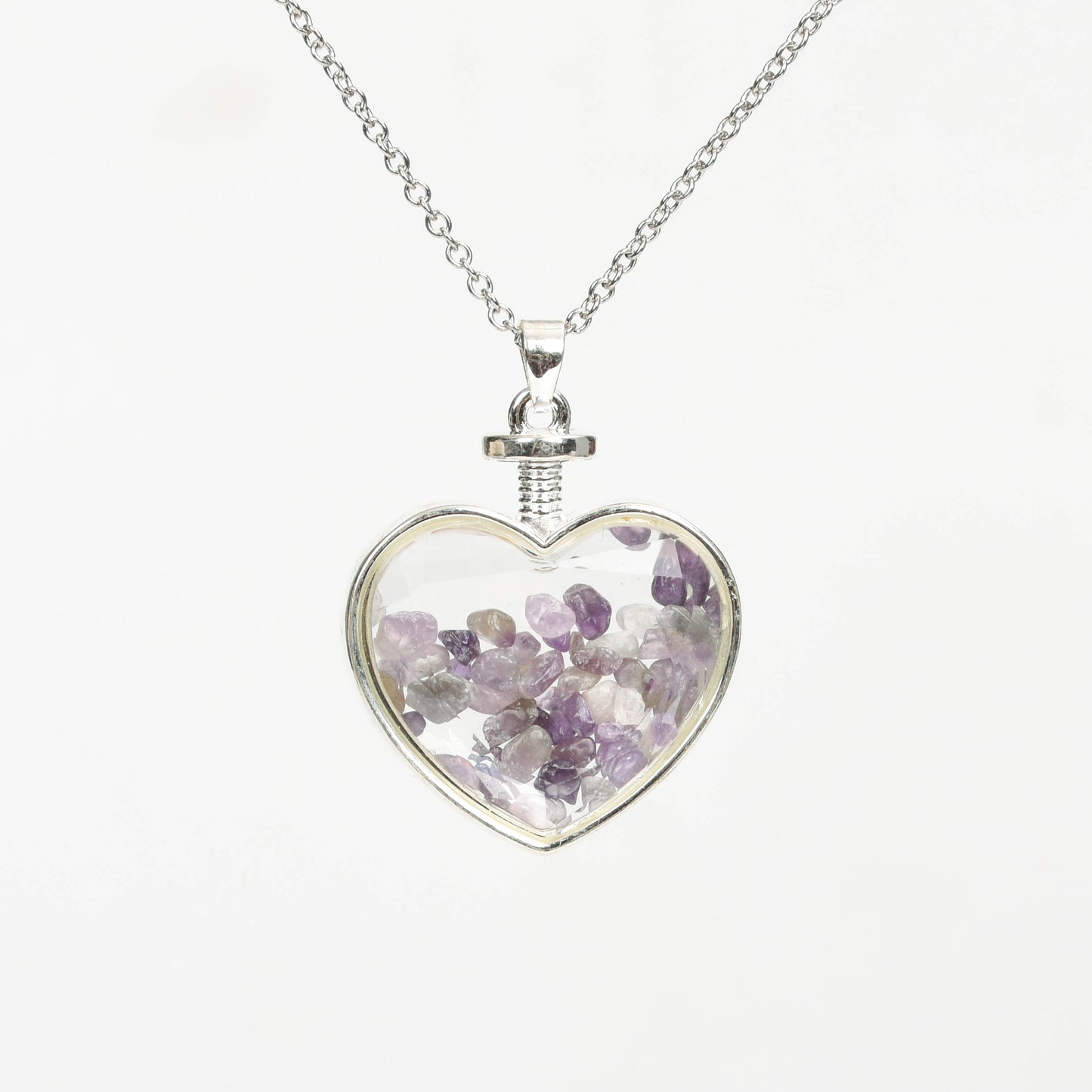 Glass heart necklace Drift Bottle Necklace Polished Gravel Crystal