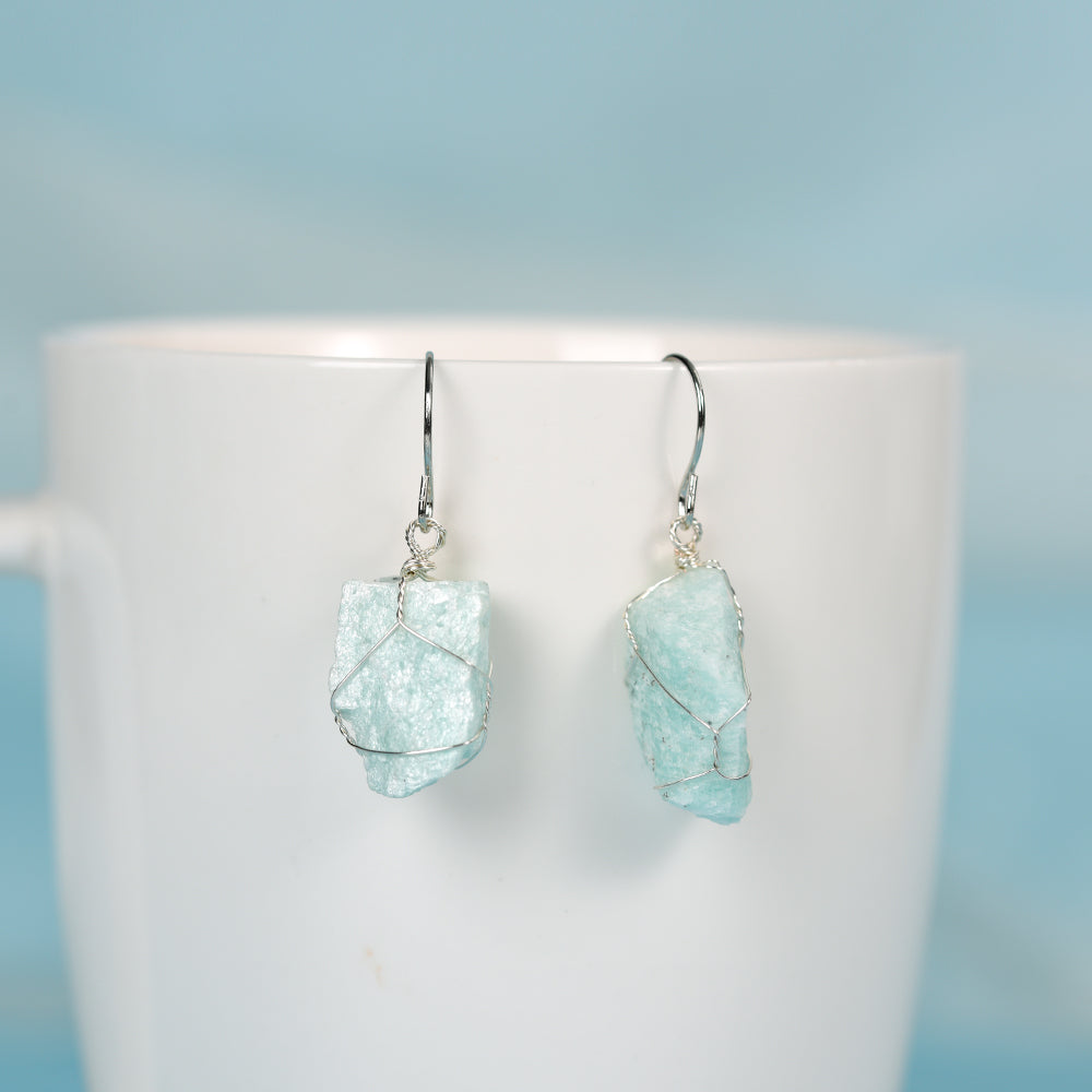 Natural crystal mixed with irregular rough stone earrings Creative simple ladies handmade earrings