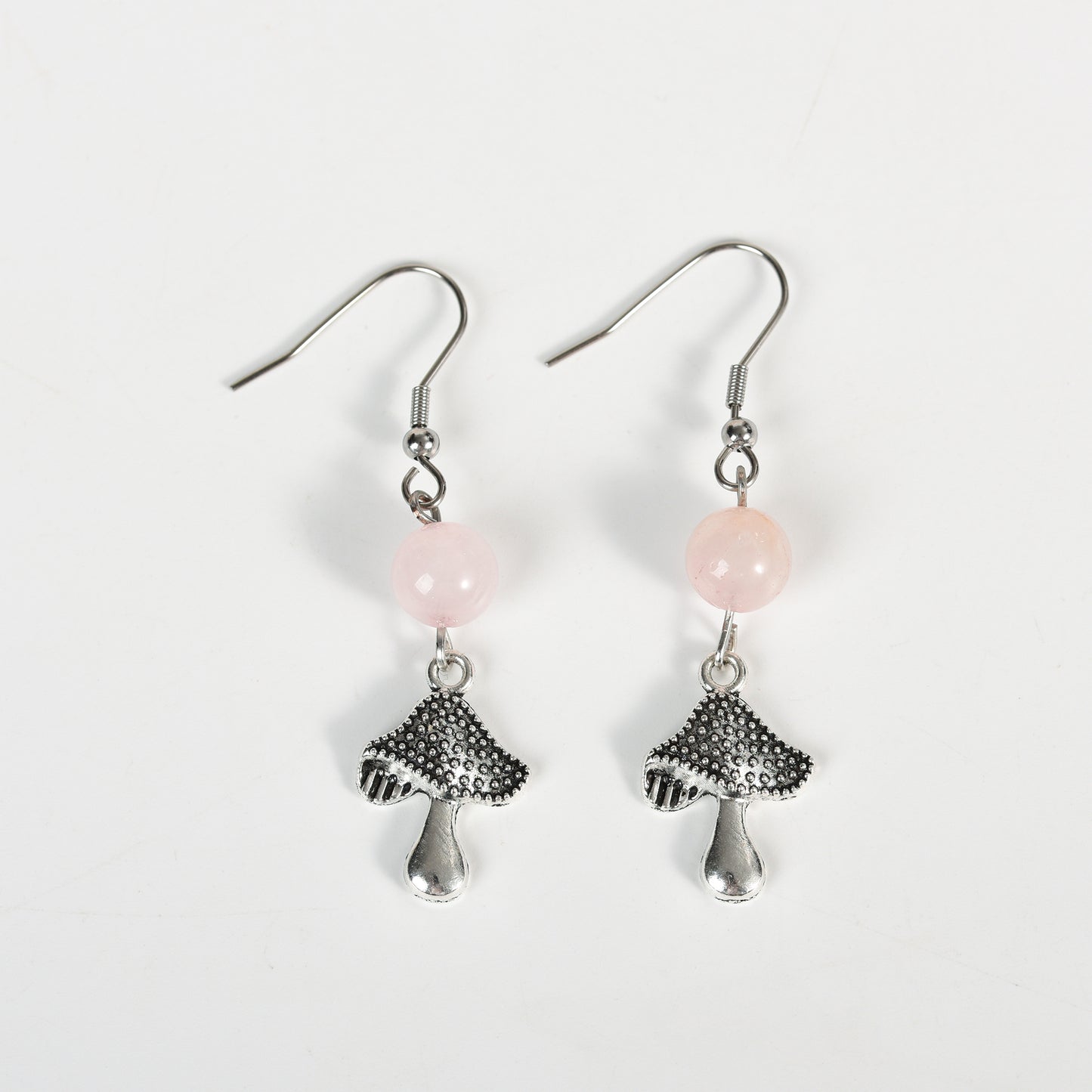 Natural Crystal Mushroom  Earrings Silver Fashion Wholesale Accessories