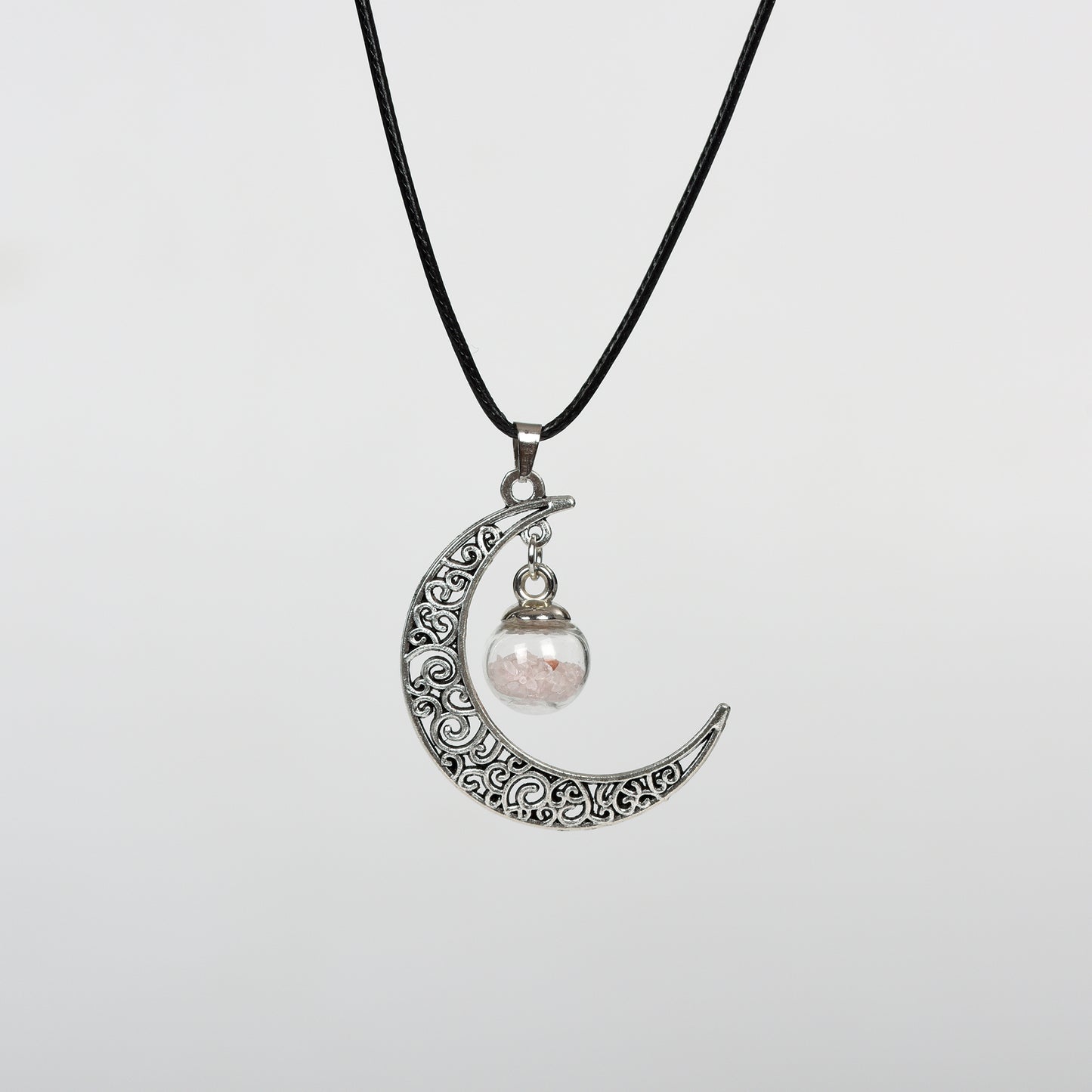 Glass ball moon necklace Retro moon women's niche pendant