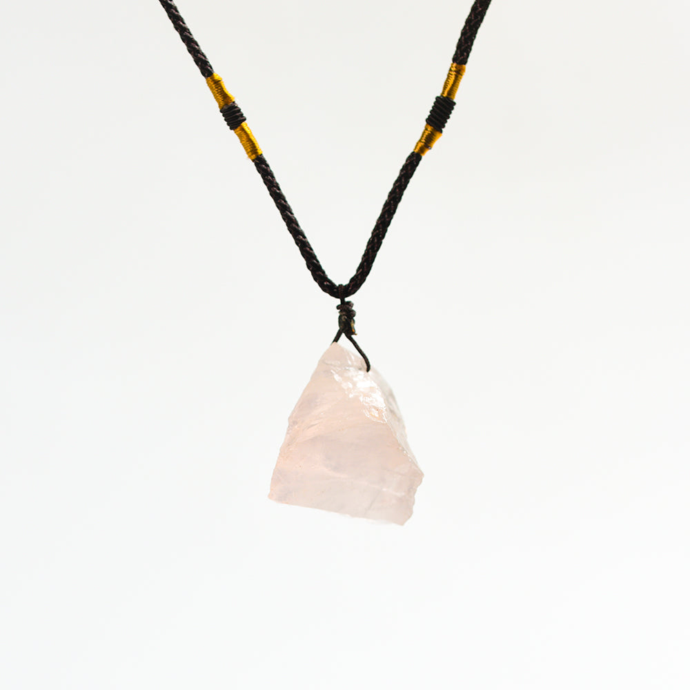 Raw amethyst irregular stone pendant with leather rope accessories pink crystal topaz necklace