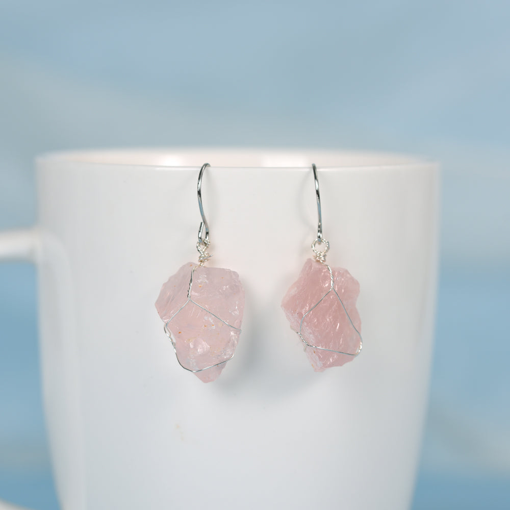 Natural crystal mixed with irregular rough stone earrings Creative simple ladies handmade earrings