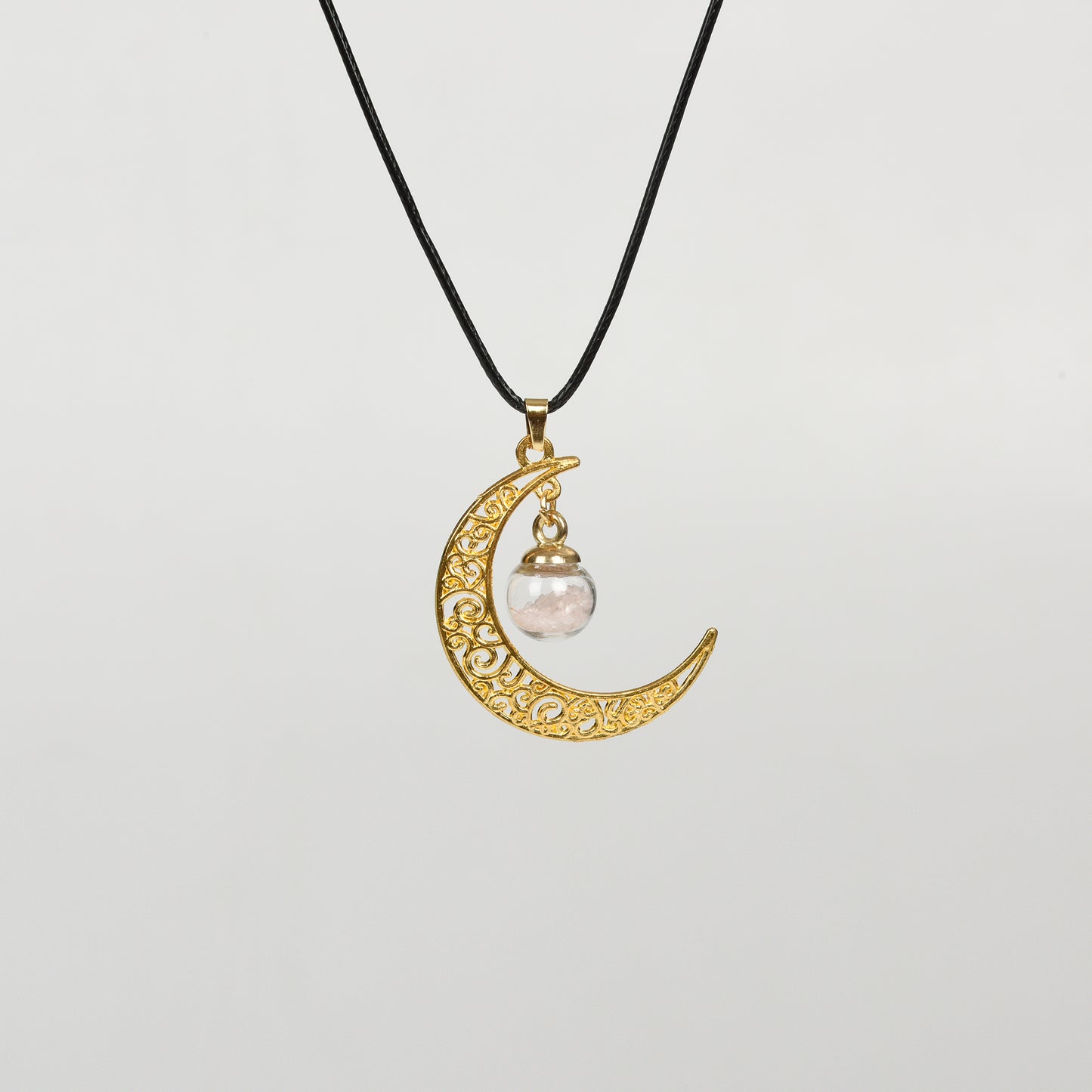 Glass ball moon necklace Retro moon women's niche pendant